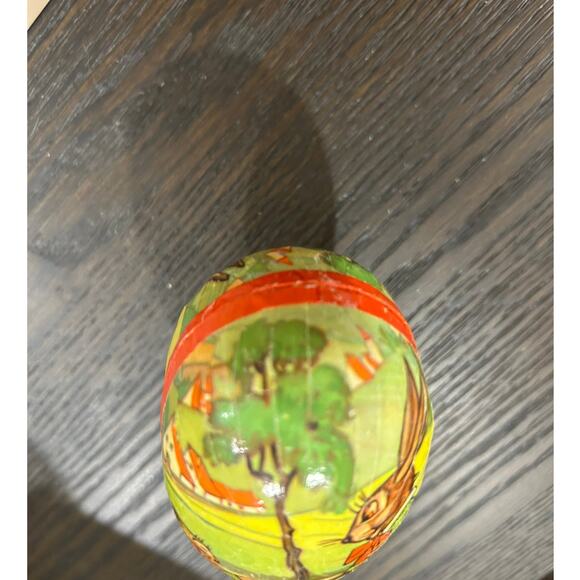 Vintage German papermache Easter egg whimsical rabbit scene - Picture 4 of 8